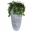Cache pot jardinière design en résine striée de couleur béton 70 cm