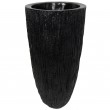 Cache pot jardinière design en résine striée de couleur noir 70 cm