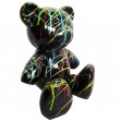 Statue Ours multicolore en résine fond noir splash - 35 cm