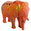 Statue en résine éléphant debout multicolore fond orange 25 cm