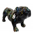Statue en résine chien bouledogue anglais multicolore fond noir - 60 cm