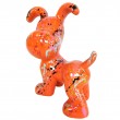 Statue en résine chien snoopy debout multicolore fond orange - 27 cm