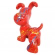 Statue en résine chien snoopy debout multicolore fond rouge - 27 cm