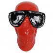 Statue en résine tête de mort rouge lunette noire 30 cm
