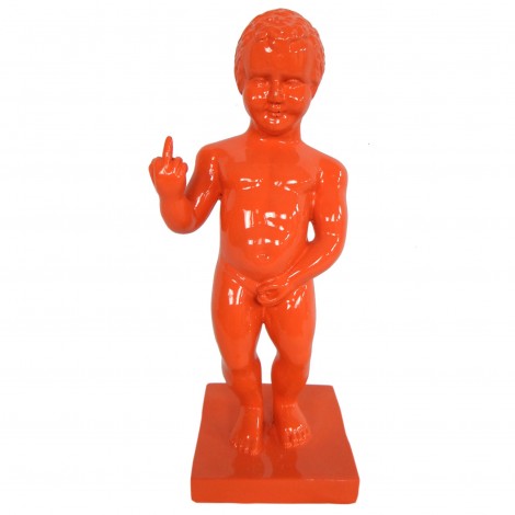 Statue en résine orange le célèbre Manneken-Pis doigt d'honneur 35 cm