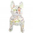 Statue bouledogue français origami en résine multicolore fond blanc 30 cm