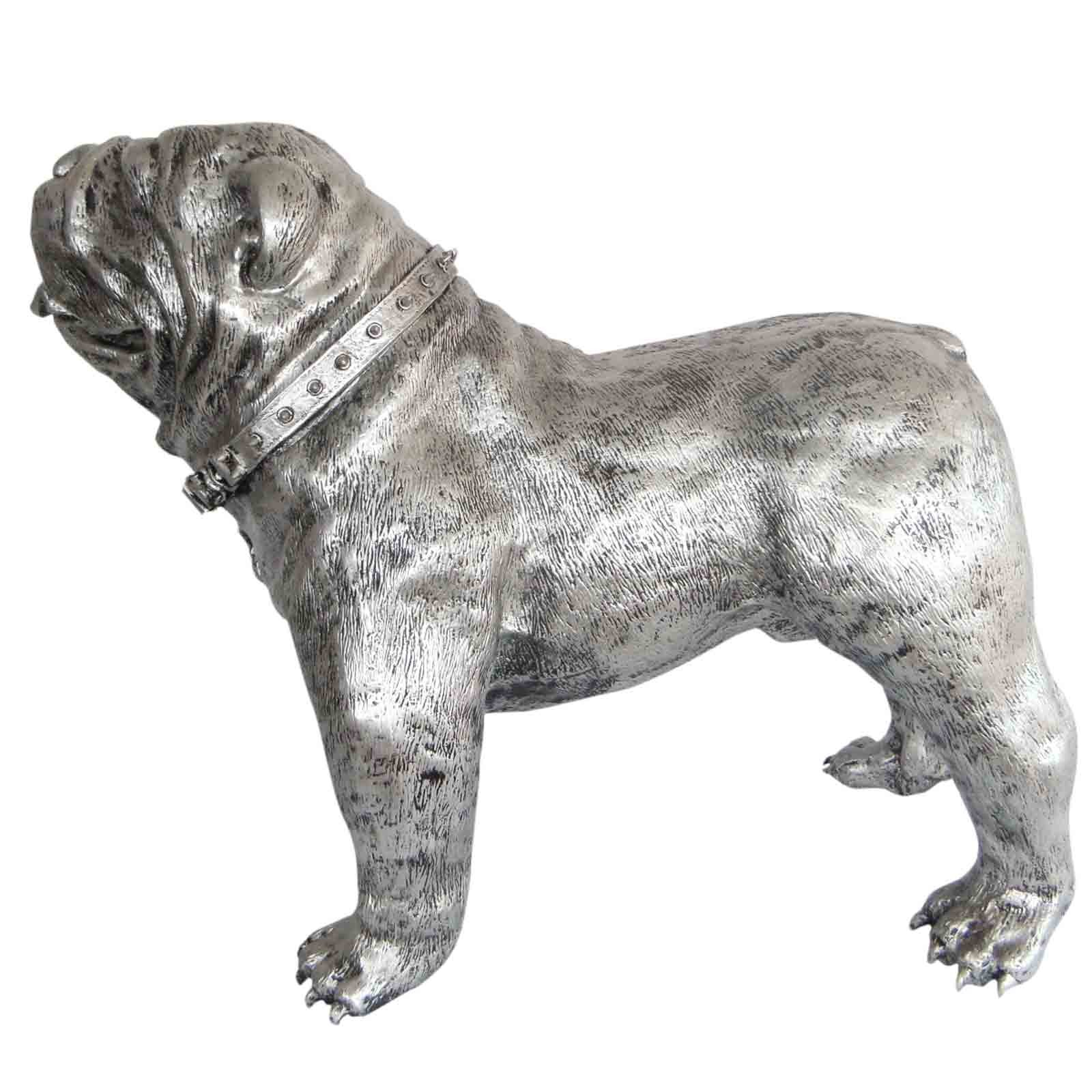 Grande Statue Chien Bouledogue Anglais Doré 90 Cm Résine Décorative Neuve