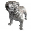 Statue en résine CHIEN bouledogue anglais gris métal avec collier - 90 cm