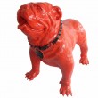 Statue en résine CHIEN bouledogue anglais rouge avec collier - 90 cm