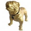 Statue en résine CHIEN bouledogue anglais doré avec collier - 90 cm