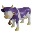 Statue en résine vache multicolore avec cloche 85 cm