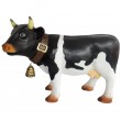 Statue en résine vache noire et blanc avec cloche 85 cm