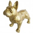 Statue chien bouledogue Français en résine dorée 85 cm