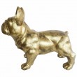 Statue chien bouledogue Français en résine dorée antique 85 cm