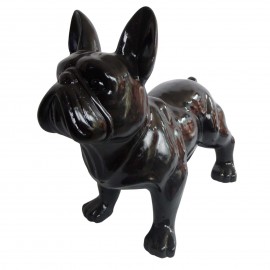 Statue chien bouledogue Français en résine noire 85 cm