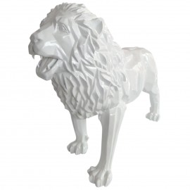 Statue en résine blanche lion en origami 100 cm