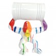 Statue gorille résine singe multicolore fond ivoire avec tonneau 45 cm