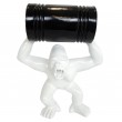 Statue gorille résine singe blanc avec tonneau 45 cm
