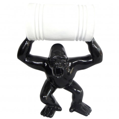 Statue en résine Donkey Kong gorille singe noir avec tonneau 45 cm