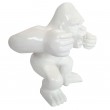 Statue en résine gorille singe agressif blanc 36 cm