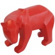 Statue ours debout en origami rouge tête tournée - 25 cm