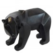 Statue ours debout en origami noir tête tournée - 25 cm
