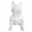 Statue bouledogue français origami en résine blanche 30 cm