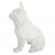 Statue bouledogue français origami en résine blanche 30 cm