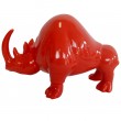 Statue en faïence rhinocéros rouge longueur 30 cm