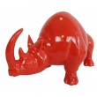 Statue en faïence rhinocéros rouge longueur 30 cm