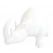 Statue en faïence rhinocéros blanc longueur 30 cm