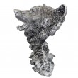 Statue tête d'ours en résine patine acier - 55 cm