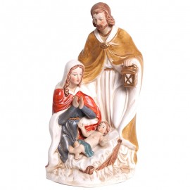 STATUE la sainte famille en porcelaine polychrome - 26 cm