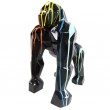 statue en résine singe gorille multicolore fond noir en origami - 50 cm
