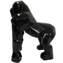 statue en résine singe gorille noir en origami - 50 cm