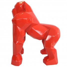 statue en résine singe gorille rouge en origami - 50 cm