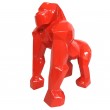 statue en résine singe gorille rouge en origami - 50 cm