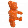 Statue Ours orange assis en résine - 32 cm
