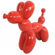 Statue chien ballon en résine rouge - 28 cm