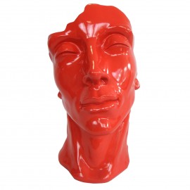 Statue visage DE FEMME en résine rouge - 50 cm