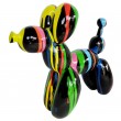 Statue chien ballon en résine multicolore fond noir serge - 28 cm