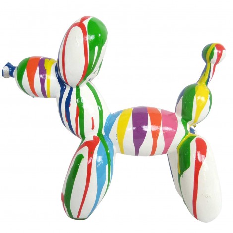 Statue chien ballon en résine multicolore fond blanc Ludovic - 28 cm