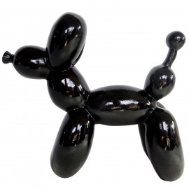 Statue chien ballon en résine noire Alban - 28 cm