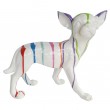 Statue chihuahua en résine multicolore fond blanc 35 cm