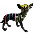 Statue en résine CHIEN chihuahua multicolore fond noir - 35 cm