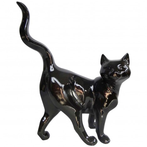 Statue chat noir en résine 50 cm