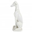 Statue chien assis sur socle lévrier blanc en résine 80 cm