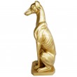 Statue chien assis sur socle lévrier doré en résine 80 cm