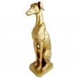Statue chien assis sur socle lévrier doré en résine 80 cm