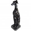 Statue chien assis sur socle lévrier en résine noire 80 cm